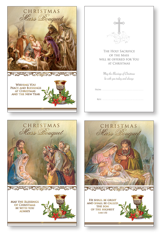 Christmas Mass Bouquet Card - 3 Designs   (9923)