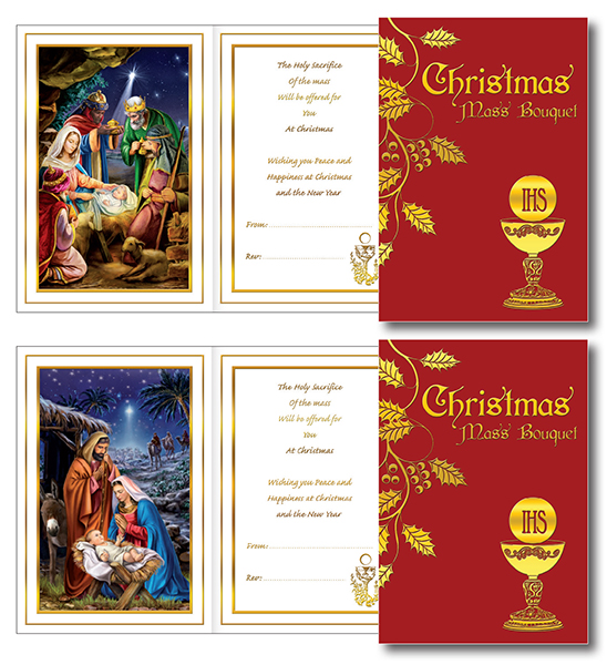 Christmas Mass Bouquet Card - 2 Designs   (9934)