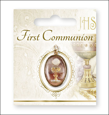 Communion Picture Medal/Gold Foil/ On Card   (C1665)