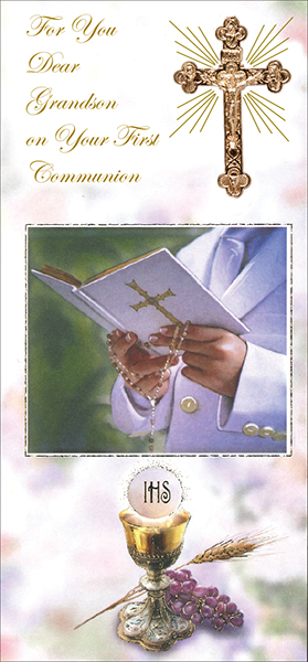 Communion Boxed Card/Grandson   (C23511)