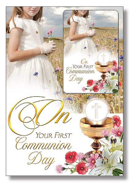 Communion Card/Girl/Laminated Leaflet   (C27608)