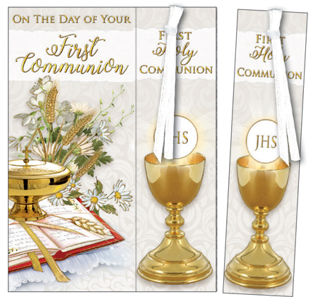 Communion Bookmark Card/Symbolic with Ribbon   (C27795)