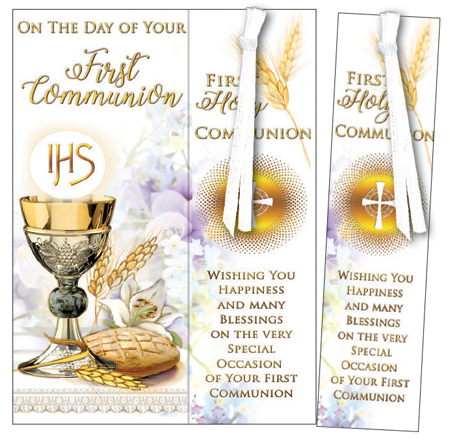 Communion Bookmark Card/Symbolic with Ribbon   (C27796)
