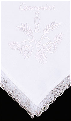 White Communion Handkerchief   (C3540)