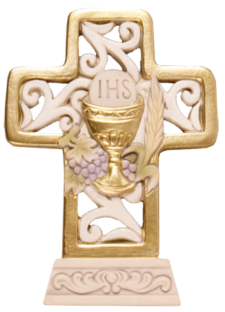 Resin Communion Plaque/Cross/Symbolic 4 inch   (C36016)