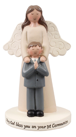 Resin Communion Statue/Guardian Angel/Boy 4 inch   (C39540)