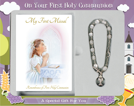 Communion Gift Set/Girl With Rosary Bracelet   (C5160)