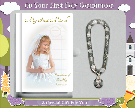 Communion Gift Set/Girl With Rosary Bracelet   (C5162)