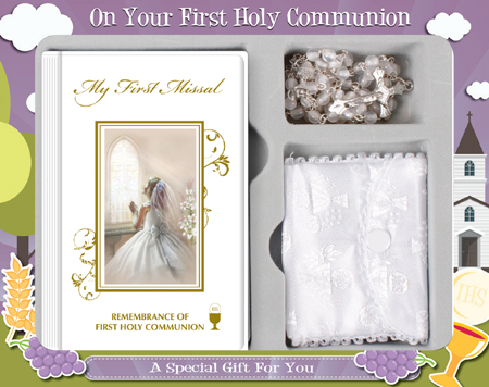 Communion Gift Set/Girl/Rosary/Purse   (C5192)
