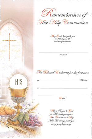 Communion Certificate/Symbolic   (C58219)
