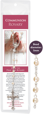 Communion Glass Rosary/Pearl/Carded   (C60003)