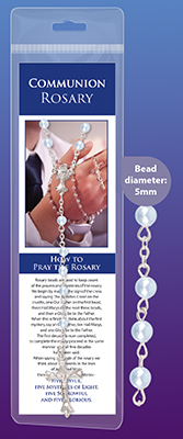 Communion Glass Rosary/Blue/Carded   (C60005)