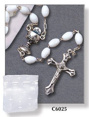 Communion Rosary/Plastic/White   (C6025)