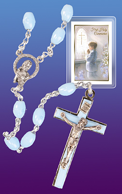 Communion Rosary/Plastic/Blue   (C6027/BL)