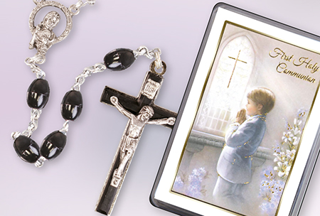 Communion Rosary/Plastic/Black   (C6027/BLACK)