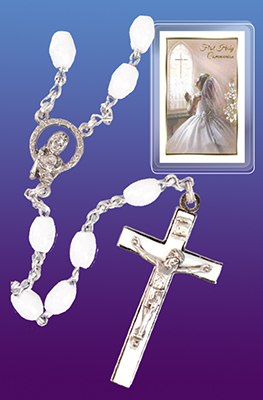 Communion Rosary/Plastic/White   (C6027/WH)