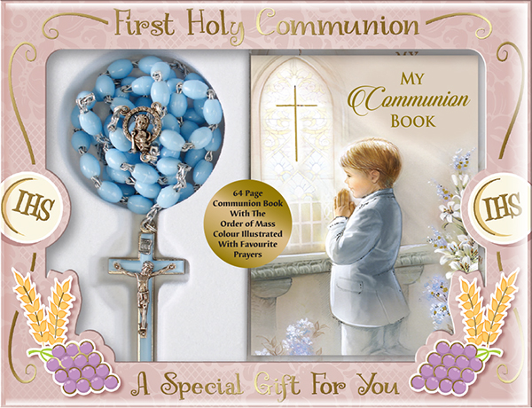 Communion Plastic Rosary/Boy Prayer Book   (C6039)