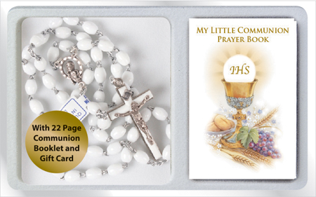 Communion Rosary/Plastic/White with Book   (C6055/WH)