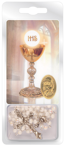 Communion Acrylic Rosary/White   (C6082/WH)