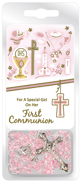 Communion Rosary/Acrylic/Pink   (C6088/PINK)