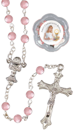 Communion Acrylic Rosary/Imitation Pearl/Pink   (C61222)