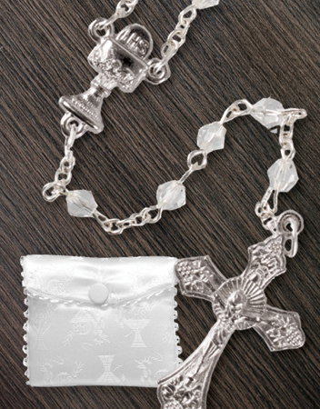 Communion Rosary/Glass/Crystal   (C6155)