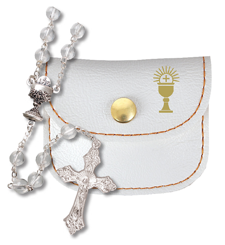 Communion Glass Rosary/Crystal/In Purse   (C61640)