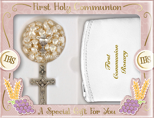Communion Imit.Pearl Rosary/White Purse   (C6184)