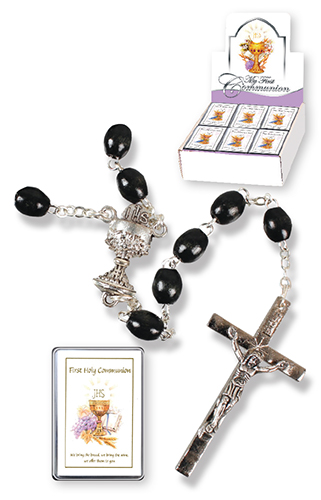 Communion Rosary/Wood/Black   (C6232/BK)