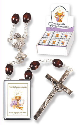 Communion Rosary/Wood/Brown   (C6232/BR)