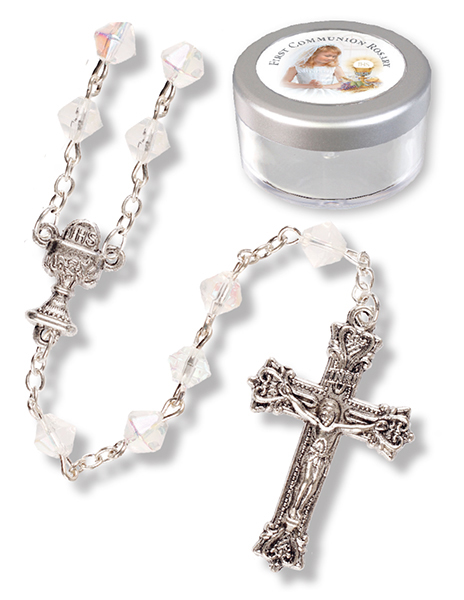 Communion Glass Rosary/Crystal  (C62500)