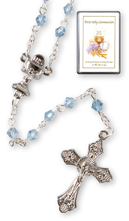 Communion Rosary/Glass/Blue   (C6337/BL)