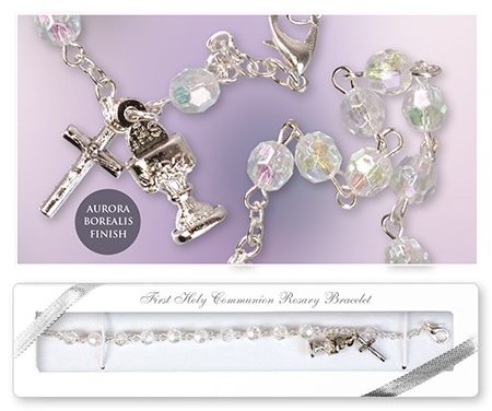 Communion Acrylic Rosary Bracelet/Crystal   (C6362)