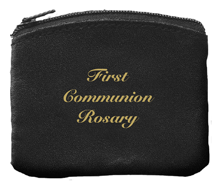 Communion Rosary Purse/Black/Bonded Leather   (C6431)