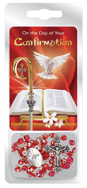 Confirmation Rosary/Prayer Card/Ruby   (F6052/RUBY)
