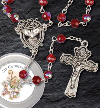 Confirmation Glass Rosary/Ruby AB   (F61255)