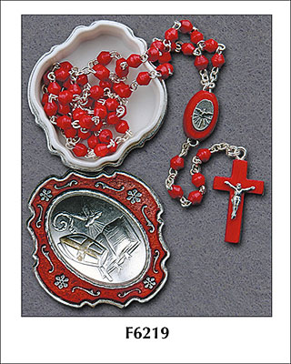Confirmation Wood Rosary/With Matching Box   (F6219)