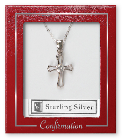 Confirmation Silver Necklet/Cross & Stone   (F69360)