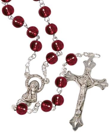 Loose Glass Rosary/6 mm Bead/Ruby   (L/6163/RUBY)