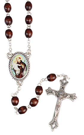 Loose Wood Rosary/Brown/St.Anthony   (L/6210/BROWN)