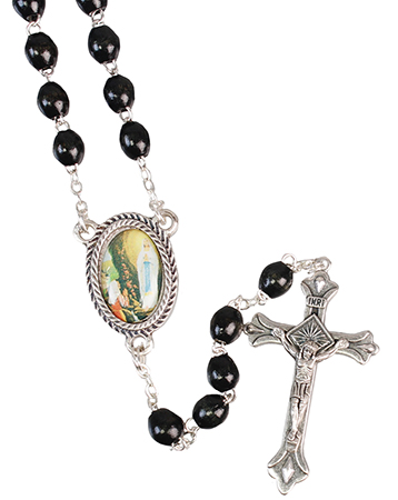 Loose Wood Rosary/Black/Lourdes   (L/6211/BLACK)