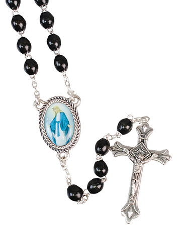 Loose Wood Rosary/Black/Miraculous   (L/6212/BLACK)