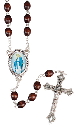 Loose Wood Rosary/Brown/Miraculous   (L/6212/BROWN)