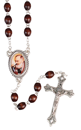 Loose Wood Rosary/Brown/Saint Pio   (L/6213/BROWN)
