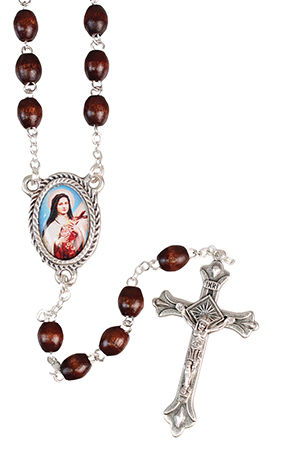 Loose Wood Rosary/Brown/Saint Theresa   (L/6214/BROWN)
